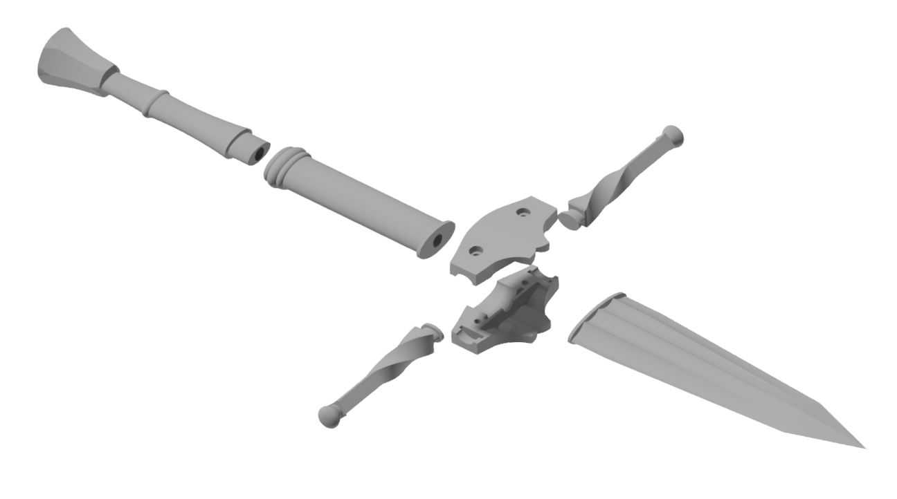 The Witcher 3 Geralt of Rivia Sword Model - Exploded